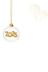 Elegant 2025 Ornament with Golden Fireworks Design