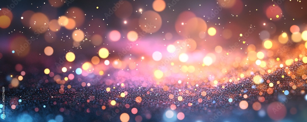 Aufkleber Glittering particles creating stunning bokeh effect on dark background