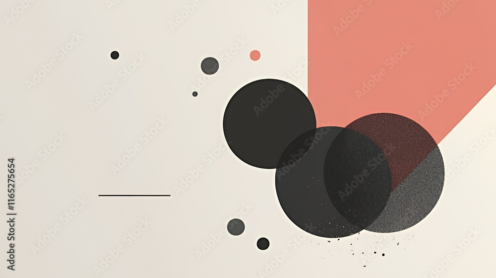 Poster abstract minimalist composition featuring circles and shapes