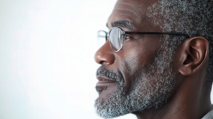 Fototapeta premium Thoughtful Portrait of an African American Man in Profile View