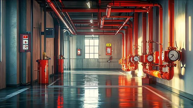 The fire protection piping room