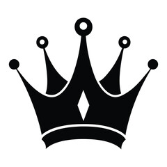 A vector representation of a black silhouette icon depicting a king's crown