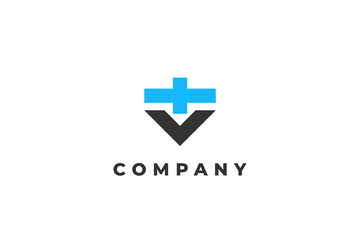 Obraz premium letter v with plus hospital symbol modern minimalist logo