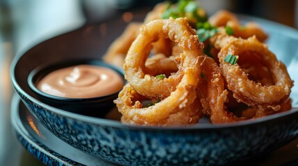 Crispy Fried Onion Rings with Creamy Sauce