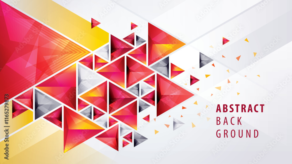 Wall mural modern red geometric triangle background. abstract polygon triangles background, 3d triangle shapes 