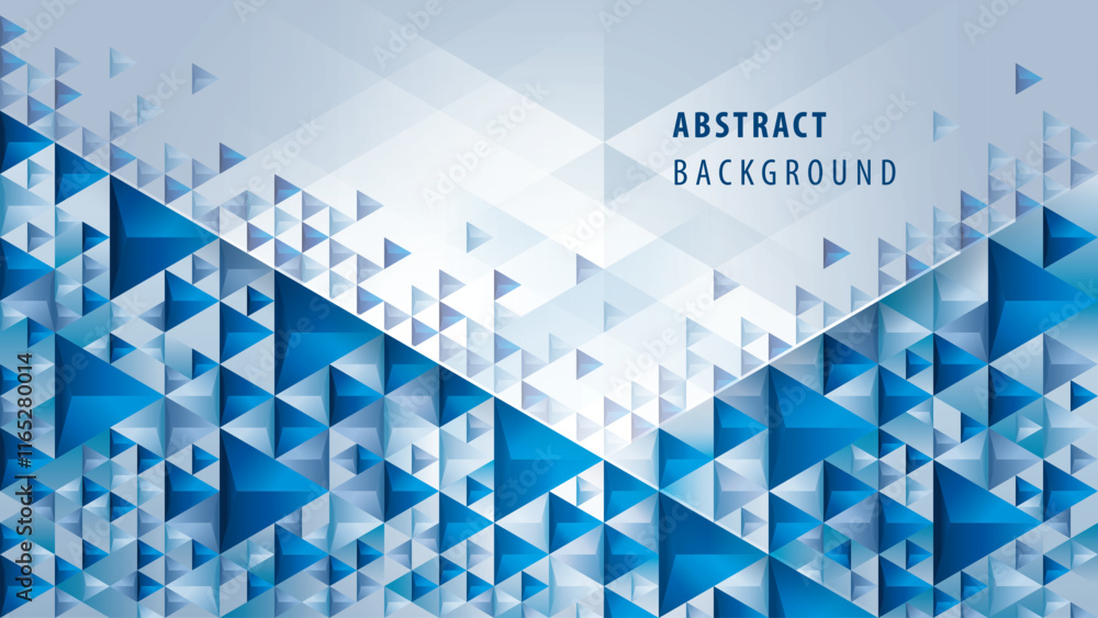 Wall mural abstract geometric background with 3d triangle shape, blue triangle pattern design. modern polygon t