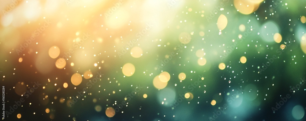 Poster abstract background with glowing bokeh lights and glittering particles
