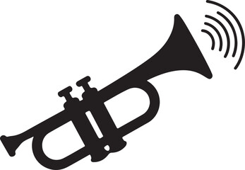 trumpet isolated on black, trumpet icon silhouette vector style