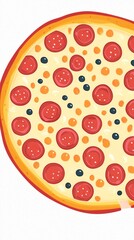 A Colorful and Delicious Pizza Illustration. Perfect for Food Lovers and Pizza Enthusiasts. A Simple and Tasty Pizza Design.