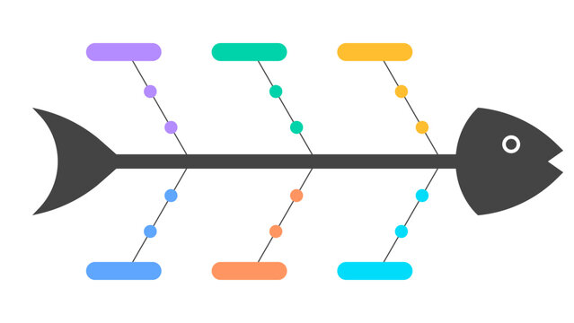 Minimalist Fishbone Diagram Template with Colorful Blank Nodes