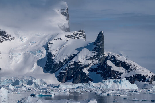 Antarctica view. Cape Perez. Seascape and landscape of Antarctic