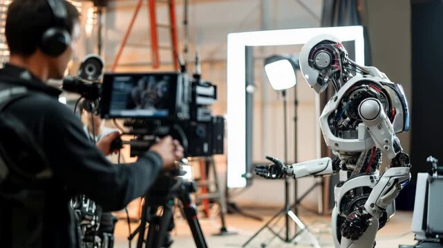 Cameraman Films Humanoid Robot on Set: A Glimpse into the Future of Filmmaking with Artificial Intelligence