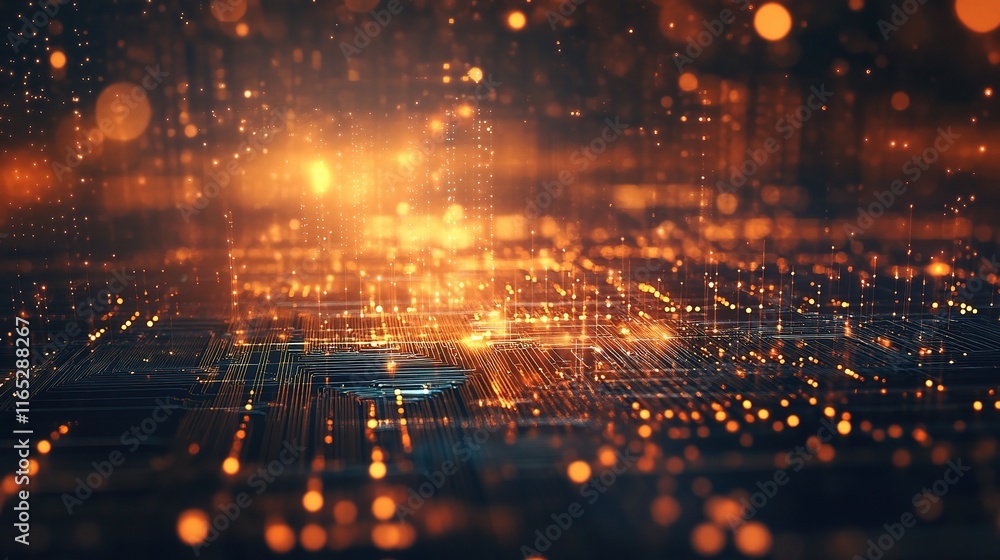 Poster abstract modern technology circuit board background with glowing effects