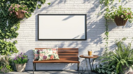 Brick wall setup with floral decorations and soft spring atmosphere