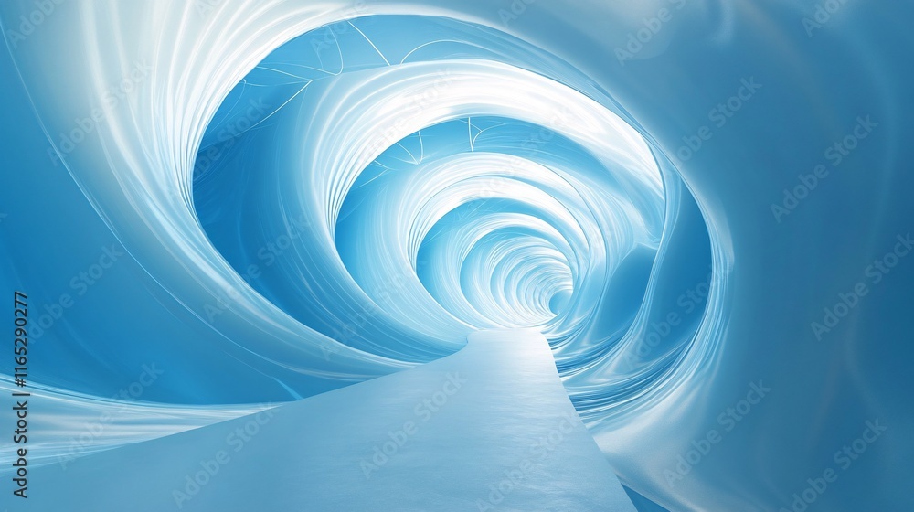 Poster swirling blue tunnel creating a path to the light
