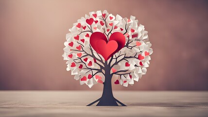 The paper-cut tree with a brain and heart as its foundation represents the balance of mental and emotional well-being, promoting awareness for World Heart Day and World Mental Health Day.