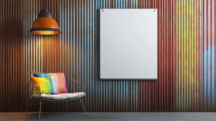 Industrial wall with pride decor and warm vibrant atmosphere