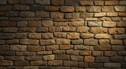 Obraz premium Close-up of rustic brick wall with natural light and textured surface