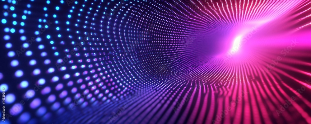 Aufkleber Digital tunnel with glowing dots creating futuristic corridor