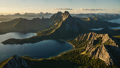 Obraz premium Panorama montagneux au coucher du soleil