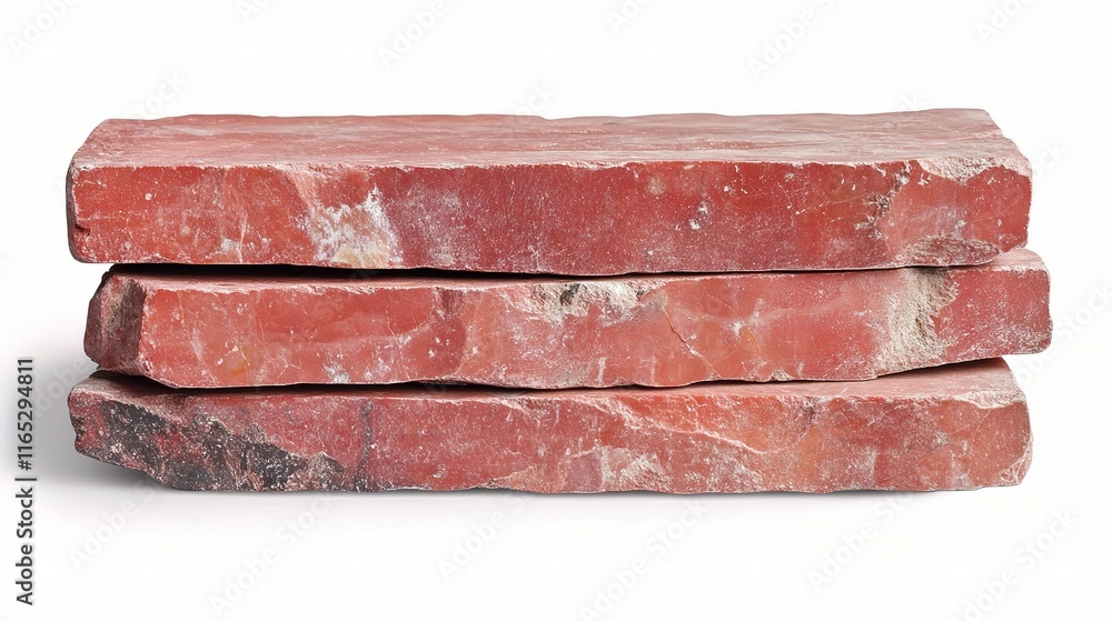 Poster stack of isolated red bricks on white background for design use