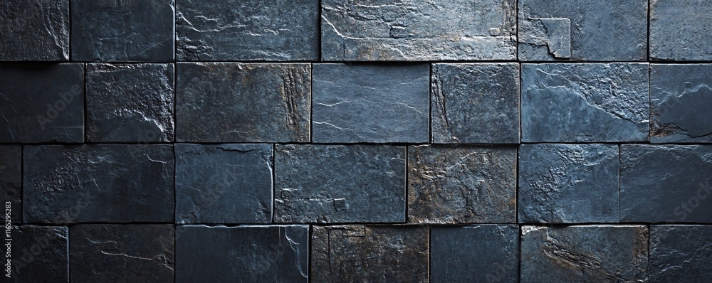 Aufkleber dark gray stone wall tiles creating modern background texture