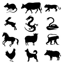 イラスト_シルエット_十二支