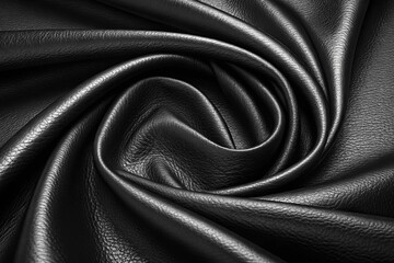 Fototapeta premium Black leather fabric abstract, leather background 