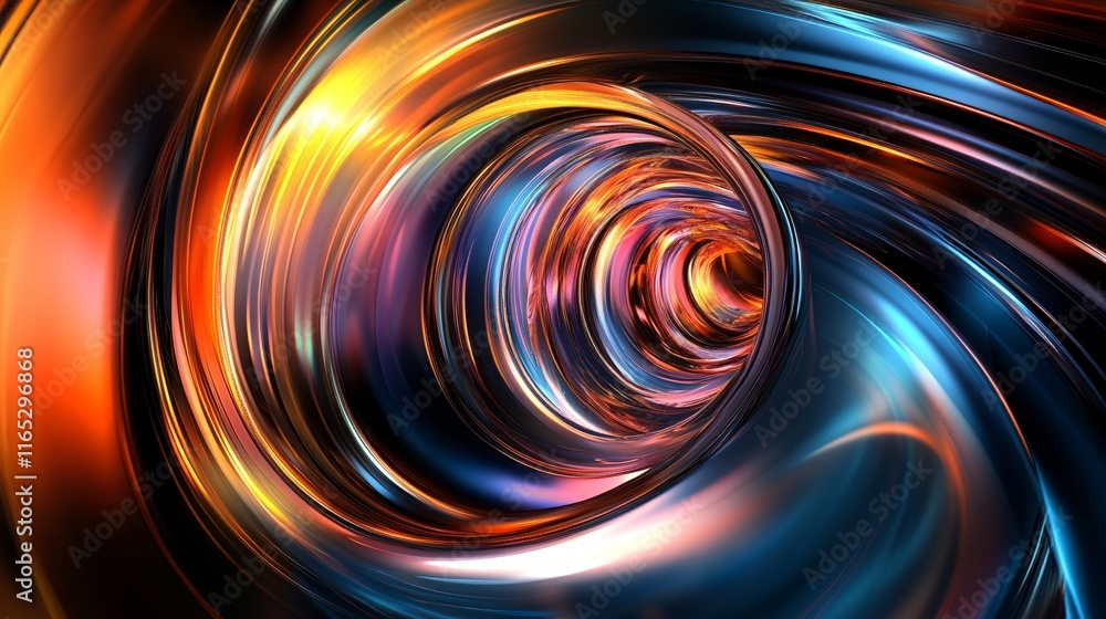 Poster Swirling vortex of light creating a colorful abstract tunnel