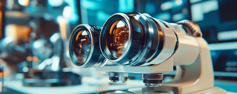 Aufkleber Professional stereoscopic microscope showing internal electronic components in laboratory setting