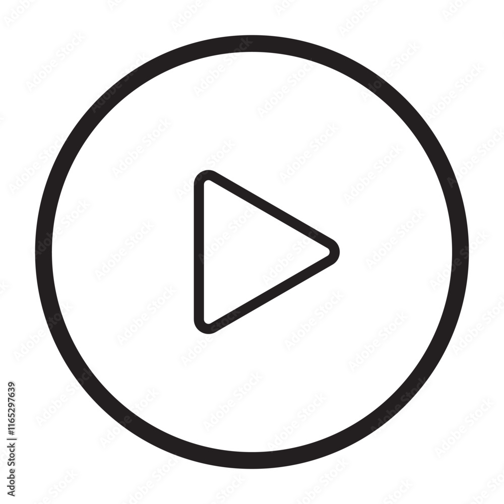 Poster white play button icon on transparent background. video player sign. circle start arrow symbol in ve