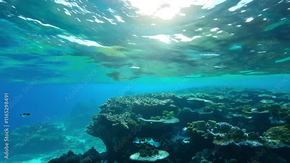 Poster Rays creating caustic patterns on the reef structure