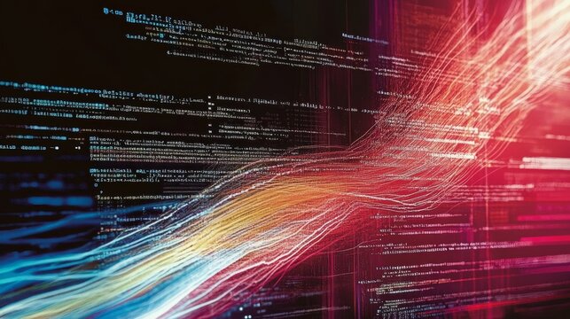 Futuristic concept illustration of digital lock transformed into binary code, emphasizing data protection and cyber defense in a simple and clean layout