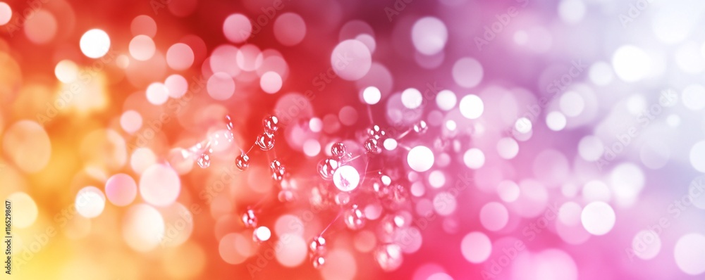 Aufkleber Abstract molecule structure connecting on colorful bokeh background