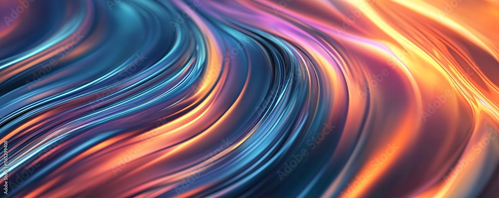 Fototapete Colorful abstract waves flowing smoothly creating dynamic pattern