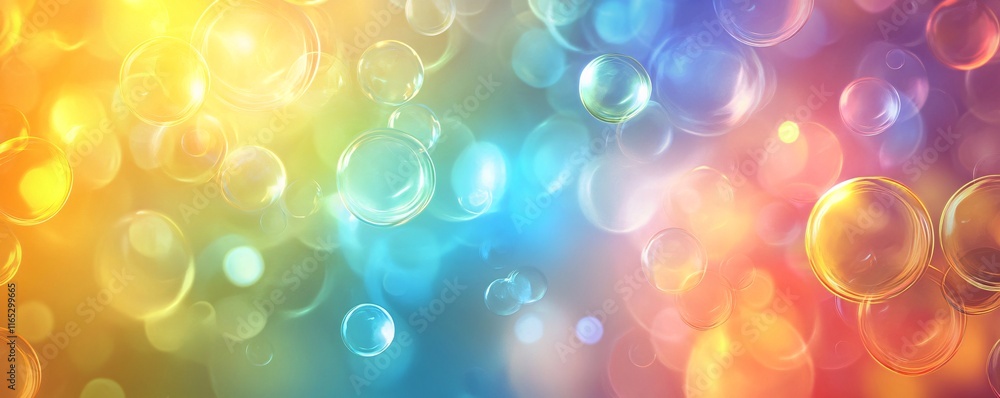 Poster rainbow bubbles floating creating a festive atmosphere