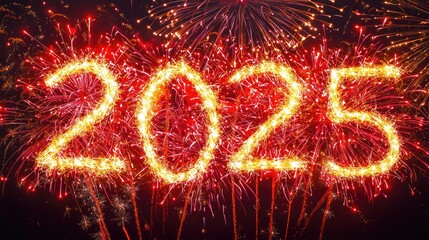 2025 New Year Sparkler Fireworks Celebration New Year celebration, festive countdown, fireworks and sparklers., happy new year 2025 concept.AI. 