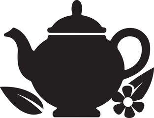 Obraz premium teapot and teacup, teapot icon silhouette vector style