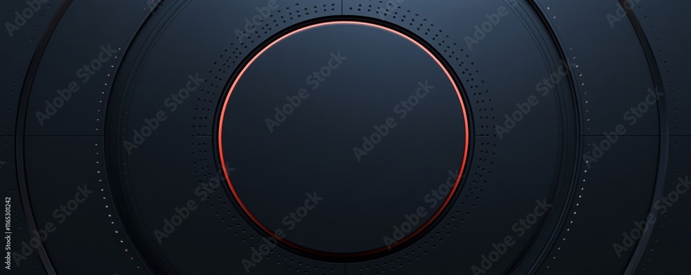 Poster Dark concentric circles creating a futuristic background with illuminated center