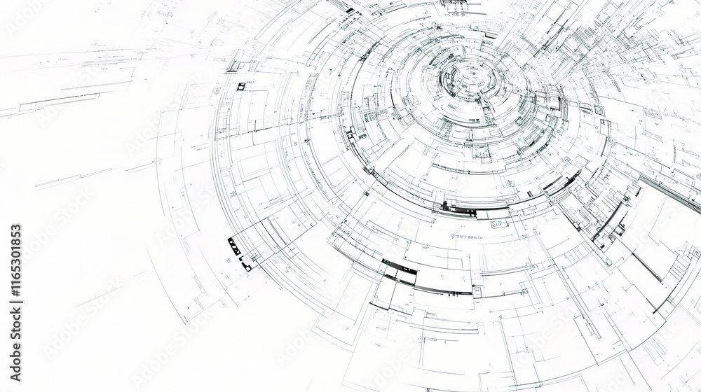Poster technical mechanical engine drawing background with abstract lines