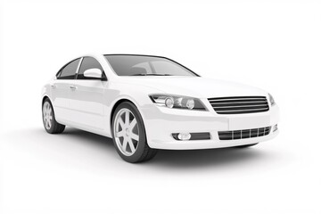 Fototapeta premium Sleek White Sedan with Modern Design and Sporty Features on White Background
