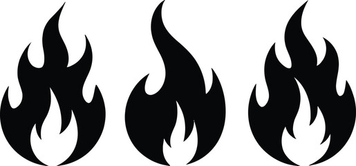 Fire flame icon button set