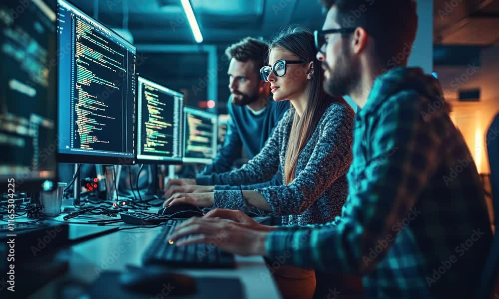 Poster focused programmers collaborating on software