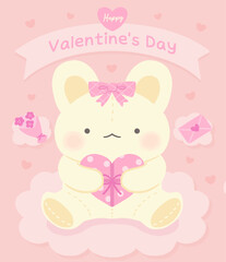 Valentine's Day illustration with rabbit character