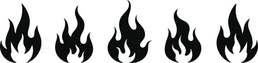 Fire flame icon button set