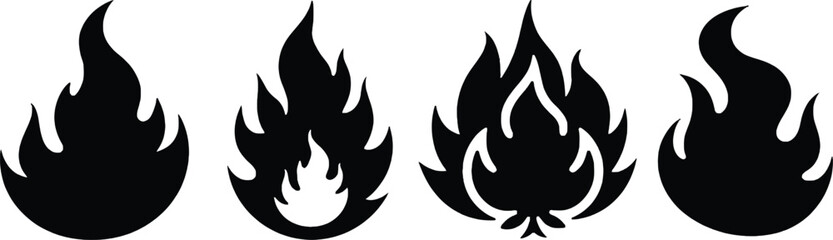 Fire flame icon button set