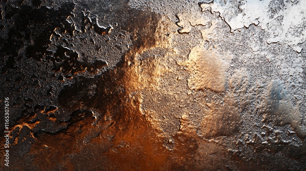 Aufkleber Metallic textured surface shining with warm light creating abstract pattern