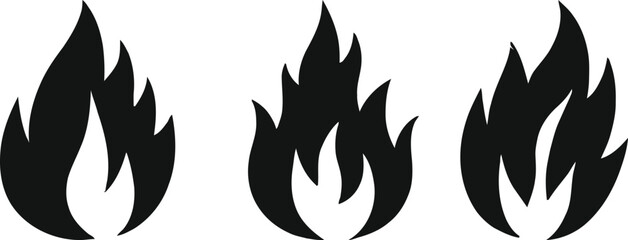 Fire flame icon button set