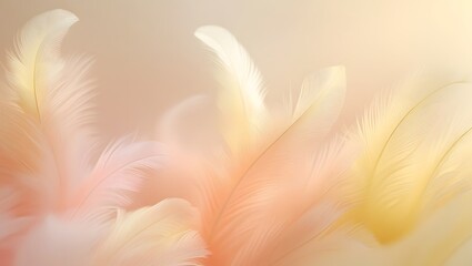 Soft abstract pastel background with delicate pink and yellow feathers. Perfect for elegant, dreamy, or romantic-themed designs, ideal for wedding invitations and creative art projects.