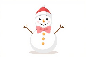 there is a snowman with a red hat and a bow tie